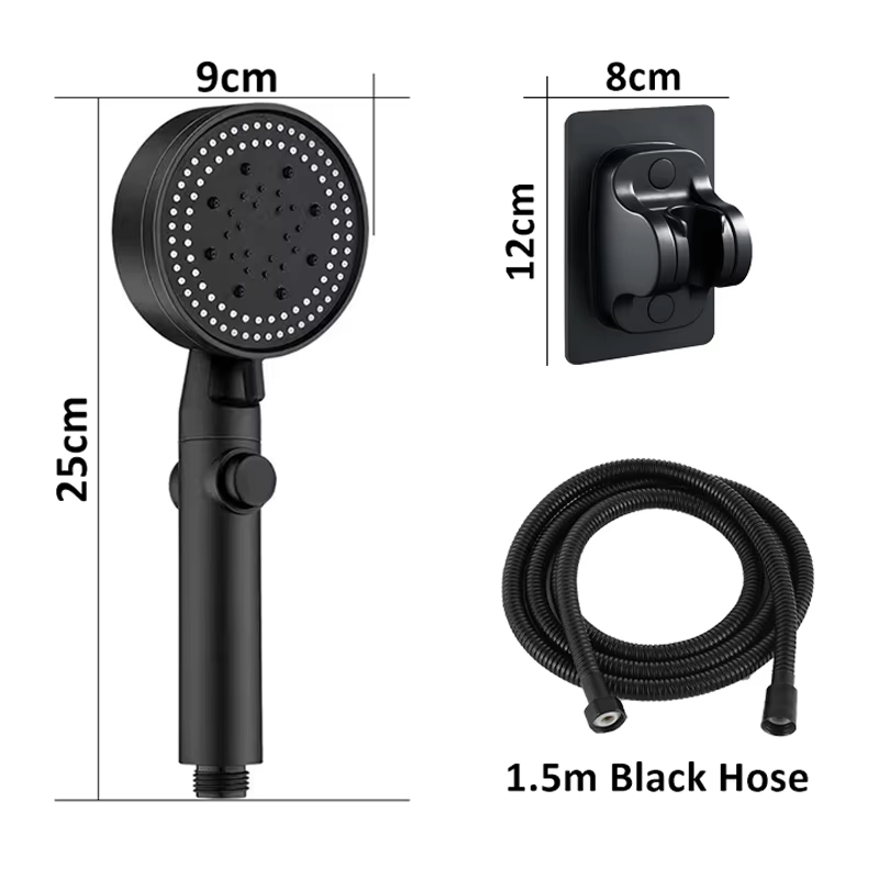 High Pressure Shower Head Handheld - 샤워 헤드 절수형 블랙 5가지 모드