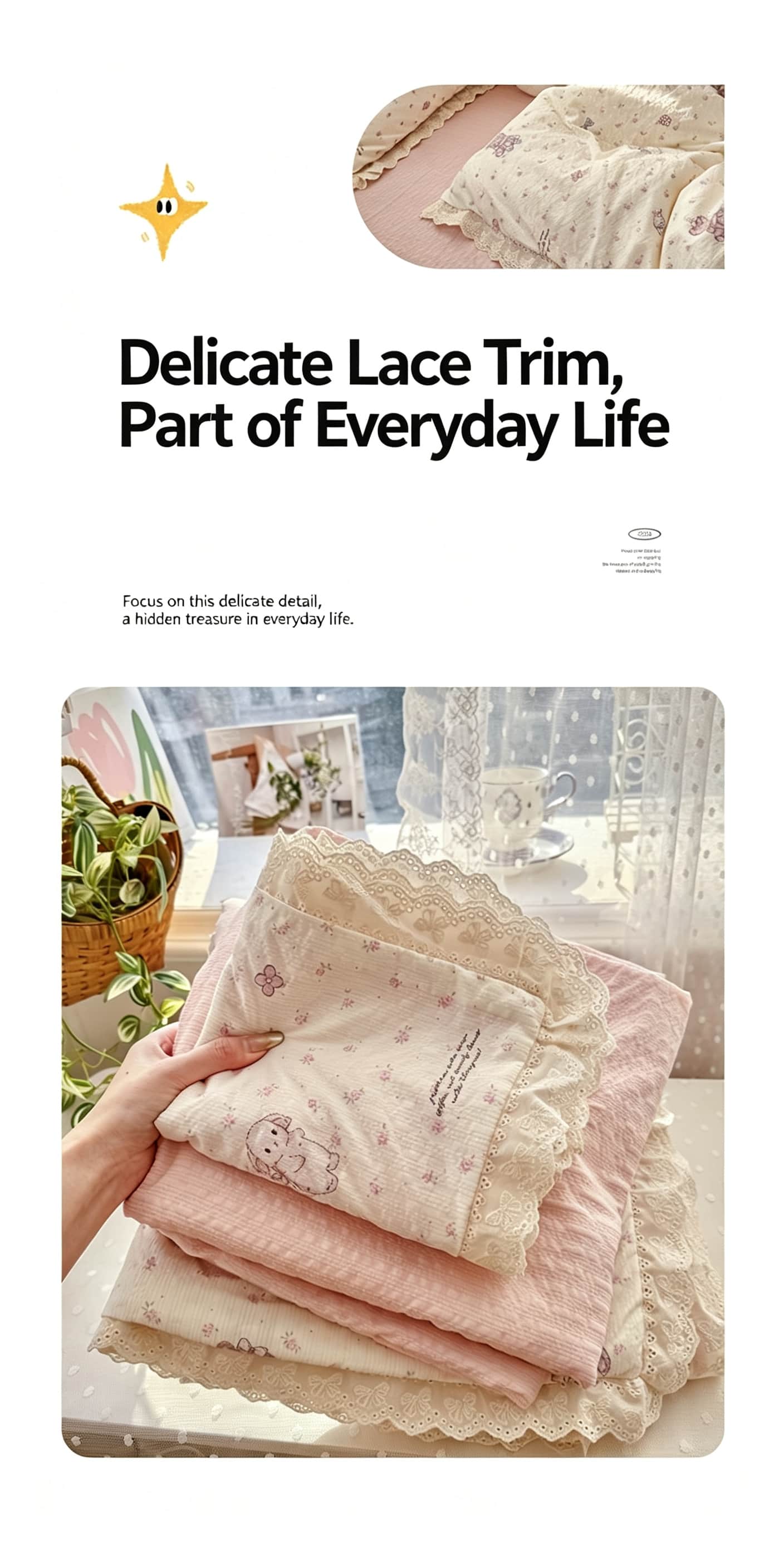 러플 레이스 장식의 플로럴 침구 세트, 보라색 주름 장 - Aesthetic Floral Duvet Cover 리뷰 및 가격