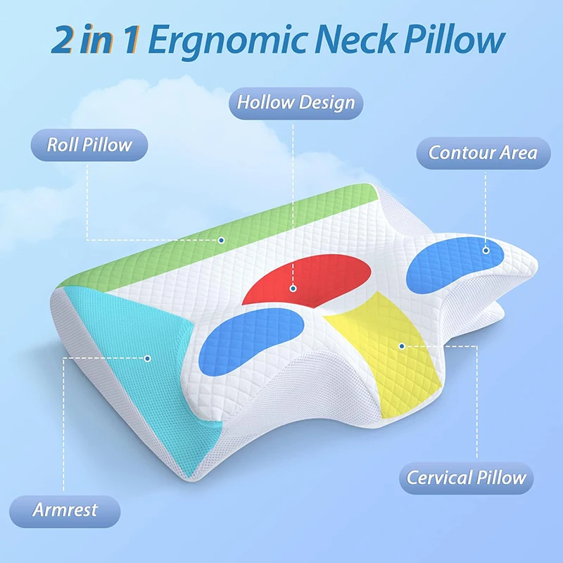 메모리폼 소재의 경추 지지 베개 1개, 2가지 기능을  - Memory Foam Orthopedic Pillow Neck Pain 리뷰 및 가격