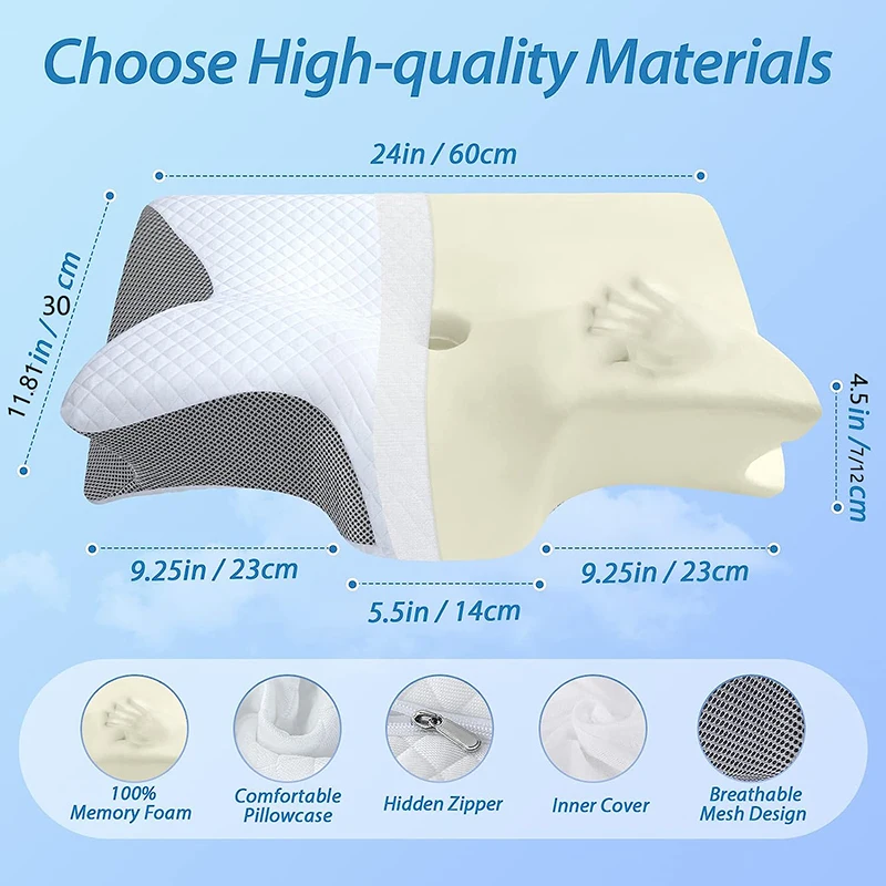 메모리폼 소재의 경추 지지 베개 1개, 2가지 기능을  - Memory Foam Orthopedic Pillow Neck Pain 리뷰 및 가격