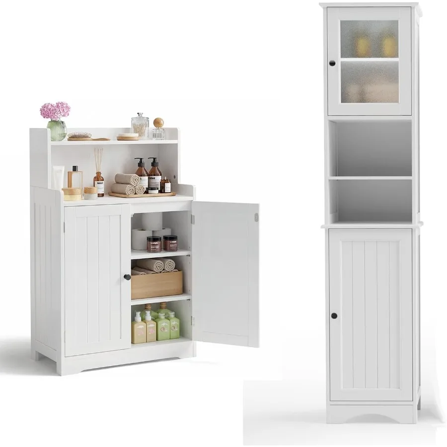 욕실 수납장 세트: 흰색 MDF 소재, 습기에 강한 마 - Storage & Organization 리뷰 및 가격