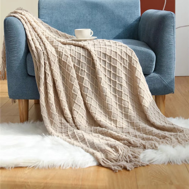 텍스타일 시티 다이아몬드 니트 소재의 술 장식 담요,  - Boho Throw Blanket Fringe 리뷰 및 가격