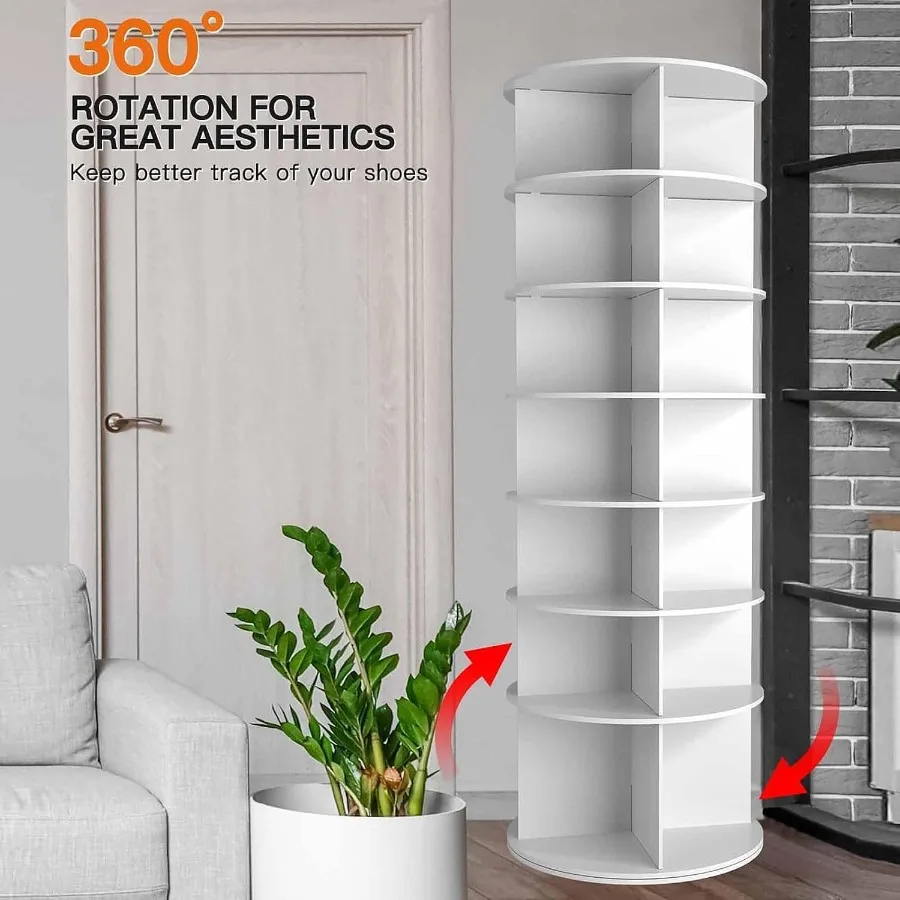 현관 옷장 정리함: 360도 회전이 가능한 흰색 7단  - Storage & Organization 리뷰 및 가격
